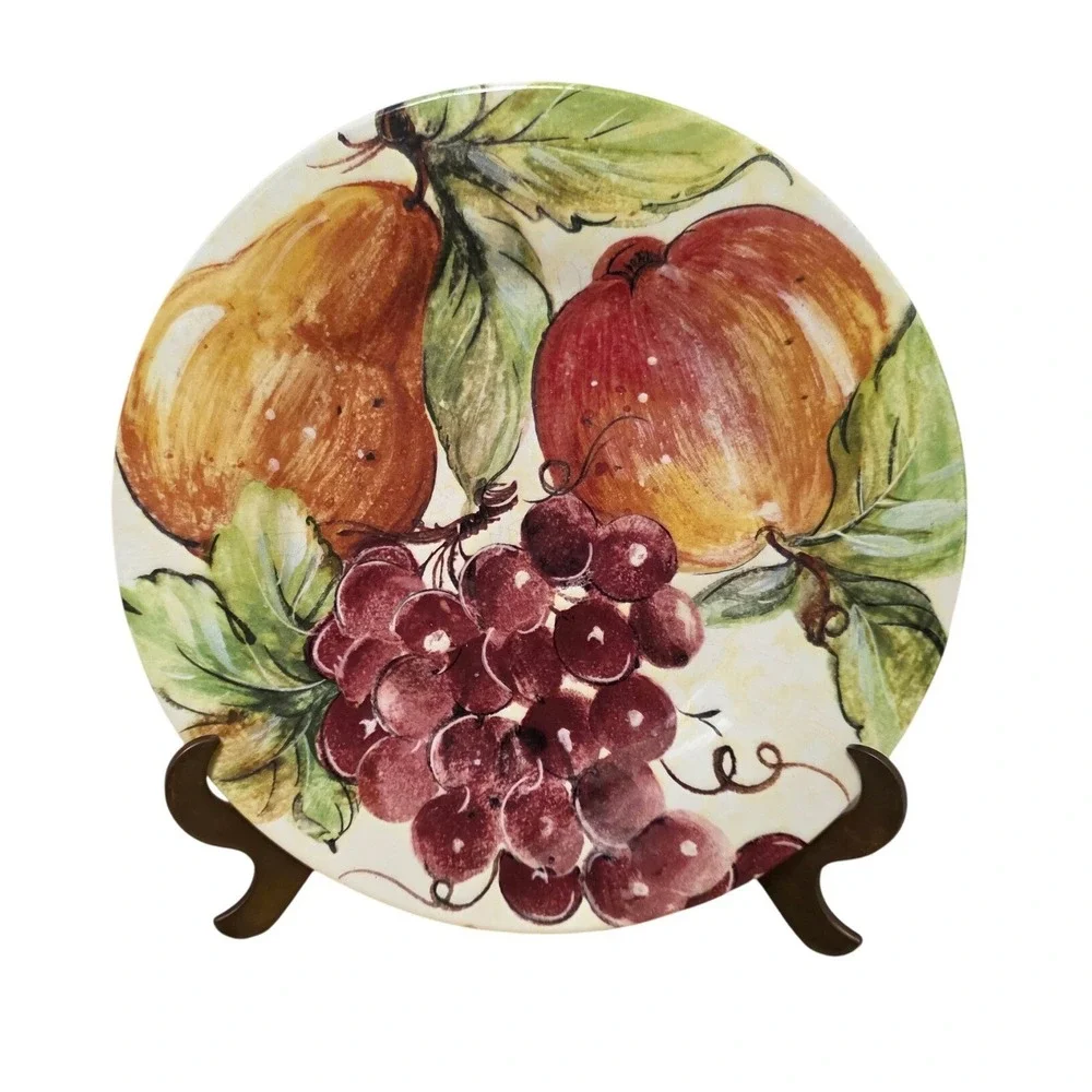 Fruit Pier 1 Hand Painted Earthware Salad Plate Fruit Made in Italy Discontinued